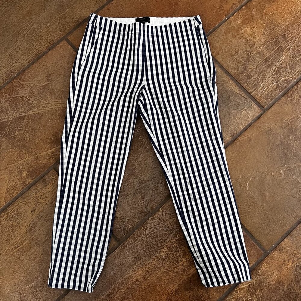 J.Crew Navy and White Gingham Martie Pant